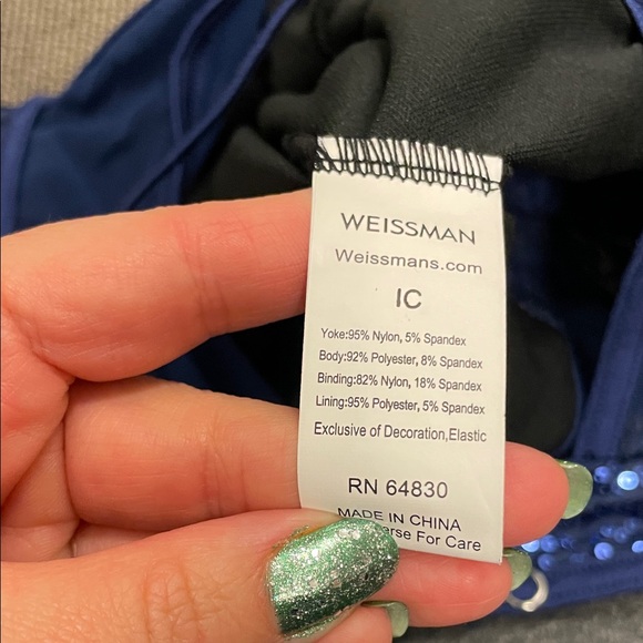 Kids Navy Blue Sequin dance costume - Picture 4 of 4